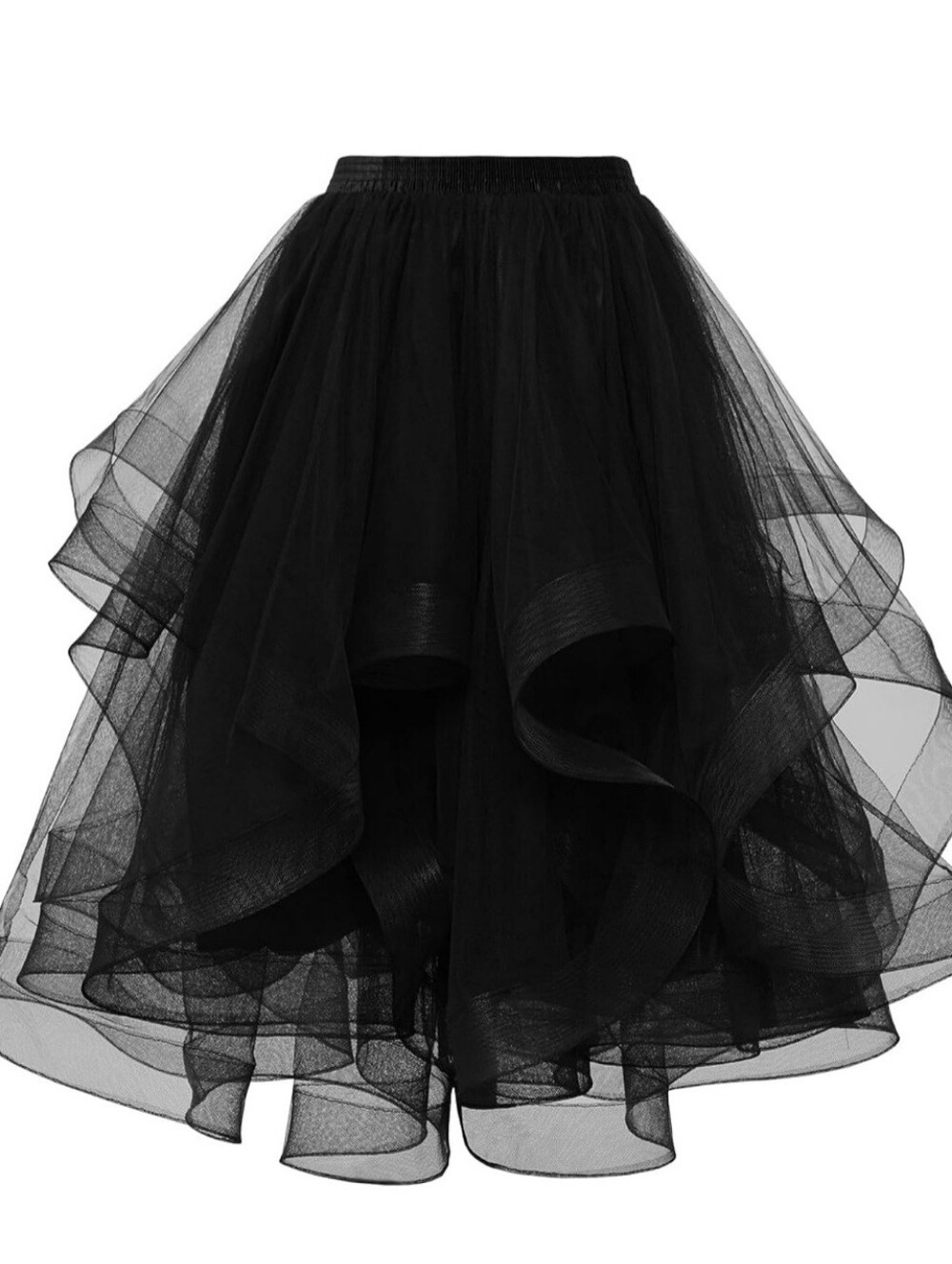 Black Tulle Circle Midi Skirt